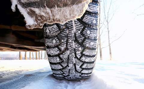 a winter tire being used on snow