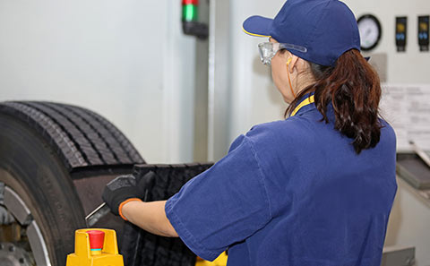 a tire being retreaded