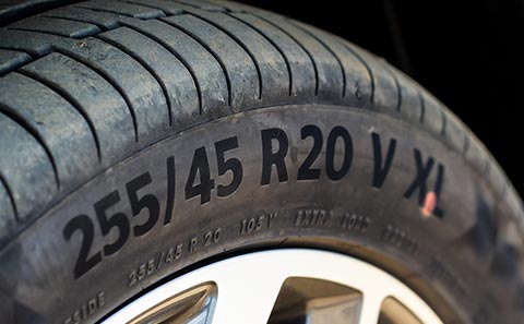 tire size shown on the sidewall