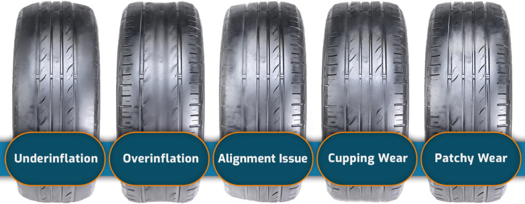 Tread wear pattern chart - types of uneven wear on tires
