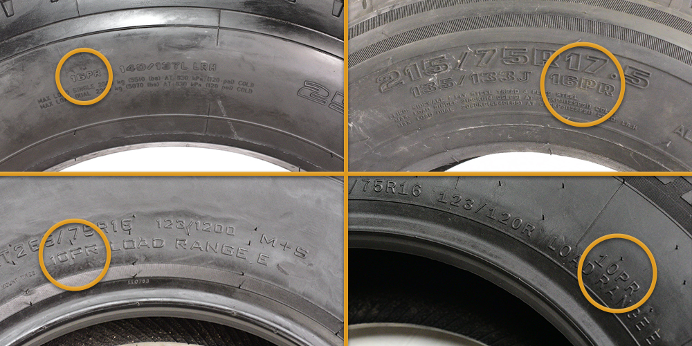 Tire ply rating on the sidewall