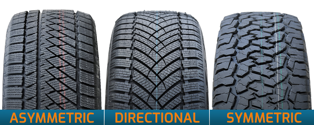 Examples of Asymmetric, Directional, and Symmetric tires